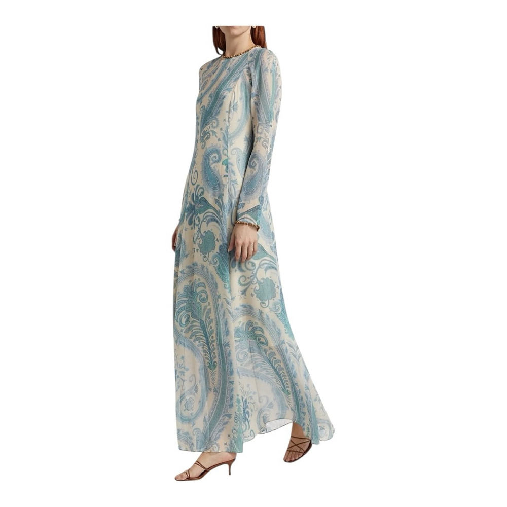Zimmermann Illuminate Turquoise Paisley Long Sleeve Maxi Dress Size 8 (2) - Picture 2 of 16